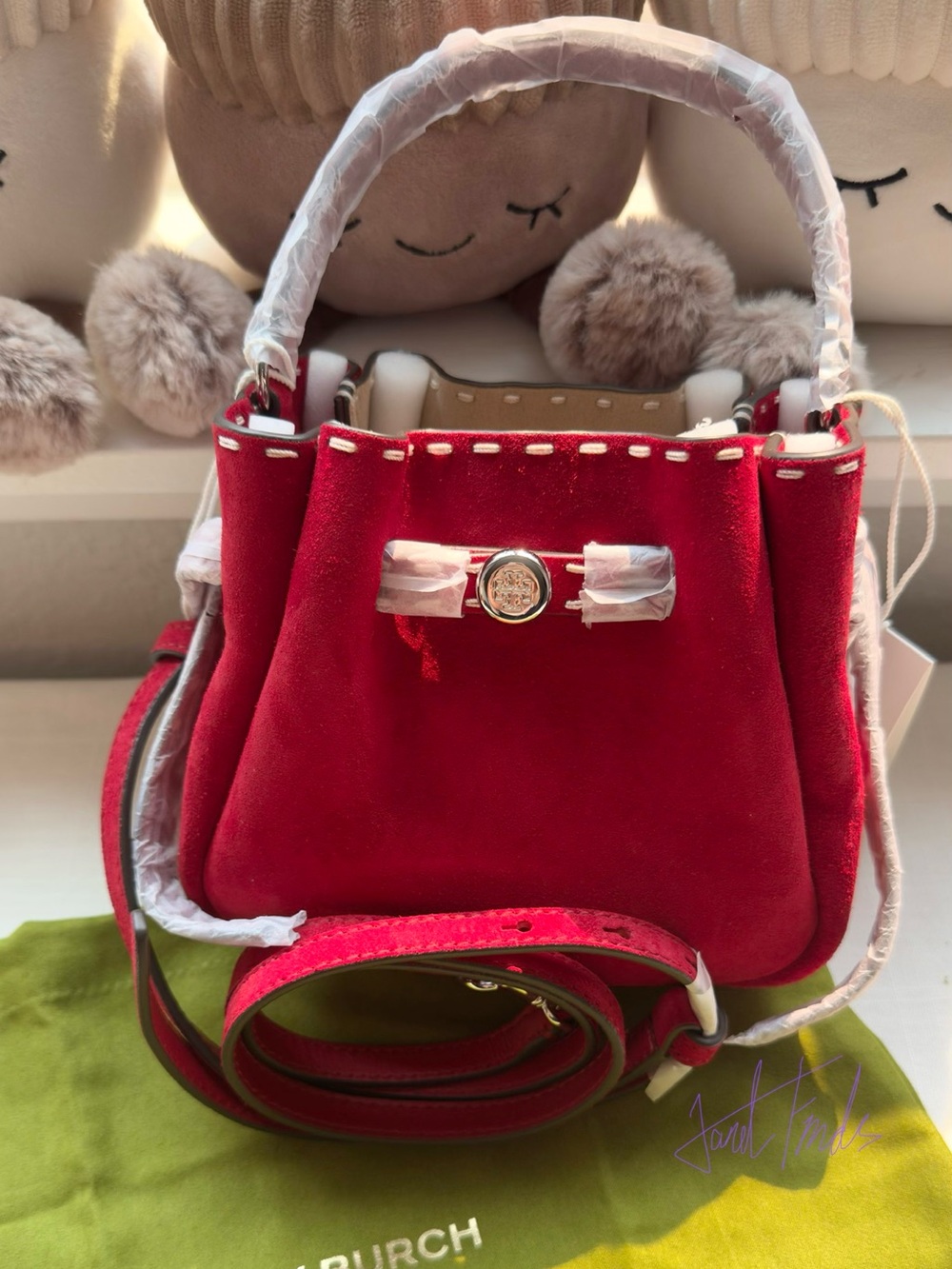 NWT 🍎 Tory Burch Red Mini Romy Suede Bucket Bag